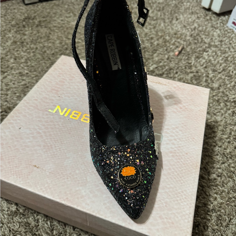 Cape Robbin Black Sparkle Women's Heels